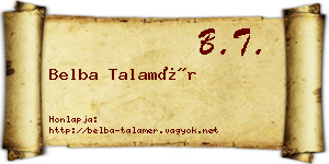 Belba Talamér névjegykártya